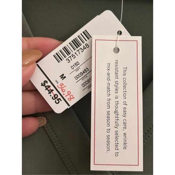 NWT Christopher & Banks Olive green Tunic blouse M stretchy jersey - Picture 4 of 7